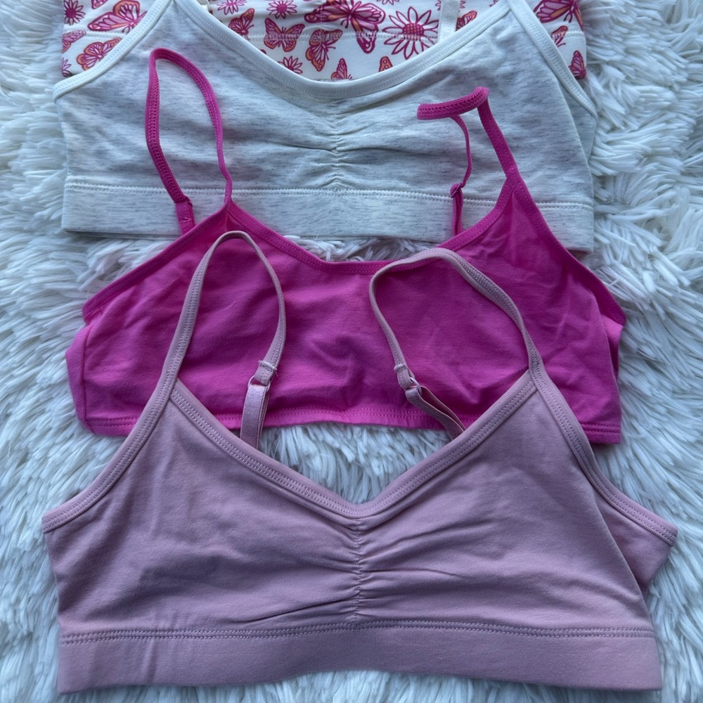 Set of 4 Pink and White Bralettes new girls size Large